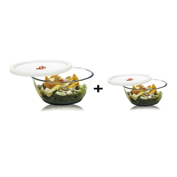 Mixing Bowls Combo 1000 ml.+500 ml. (Borosilicate Glass with Lid)