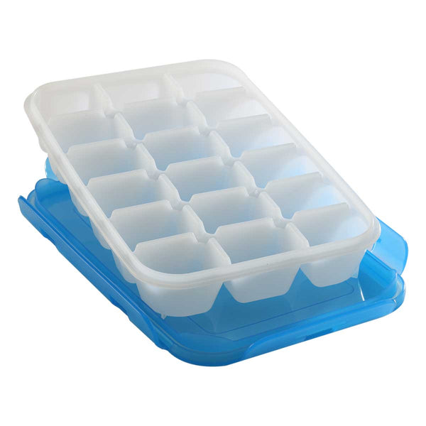 Ice Tray (18 Pcs.) | Ice Cube Trays with Airtight Locking Lids | Flexible 18-Ice Cube Trays with Spill-Resistant Removable Lid, for Cocktail, Freezer, Stackable Ice Trays with Covers