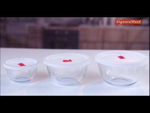 Mixing Borosilicate Glass Bowl Set of 3 with LIDS, (500ml+1000ml+1500ml) Transparent