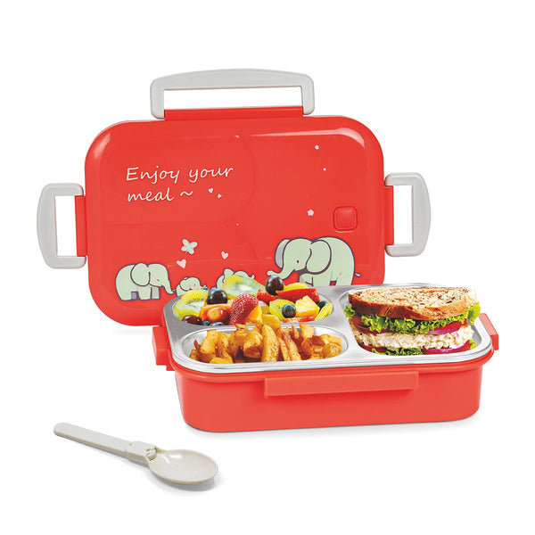 HappyMe Designer Steel Lunch Box 3 Partitions