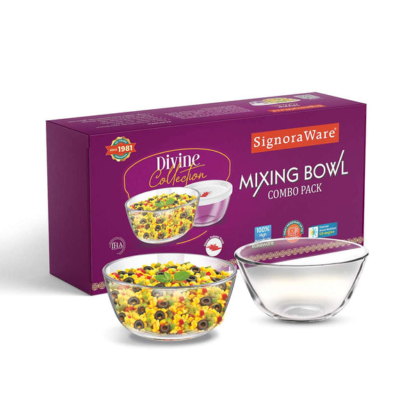 Mixing Bowl Borosilicate Glass Combo (1000 ml + 1000 ml)