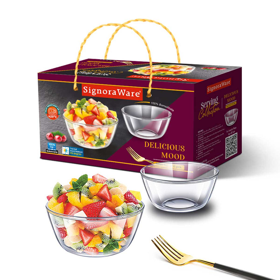 Delicious Borosilicate Bowls (Set of 6) 220 ml each