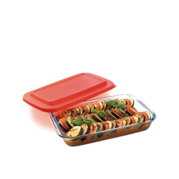 Rectangle dish with lid 1600 ml. | Borosilicate Glass | Bakeware