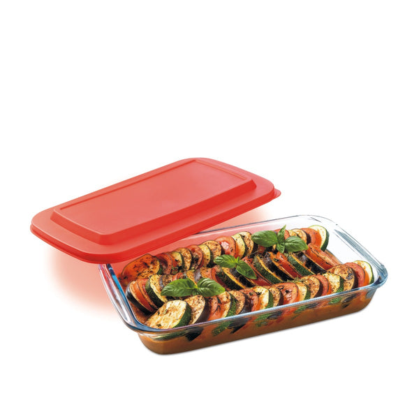 Rectangle dish with lid 2200 ml. | Borosilicate Glass | Bakeware