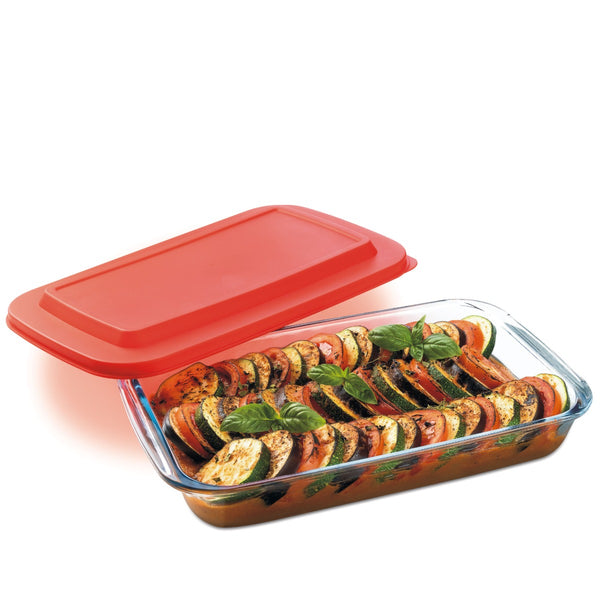 Rectangle Dish with Lid 3000 ml. | Borosilicate Glass | Bakeware