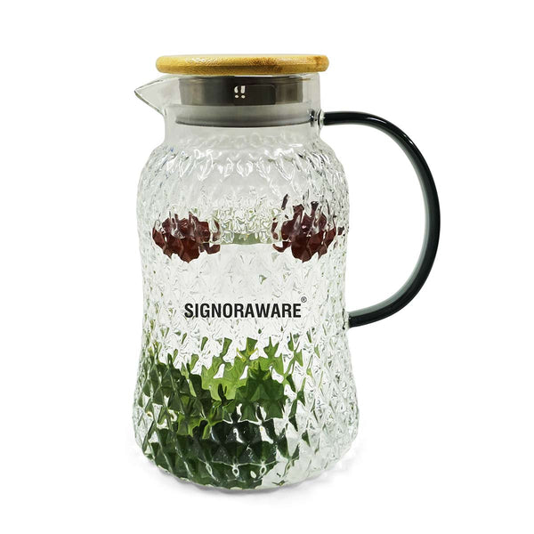 BoroZen Borosilicate Glass Jug with Bamboo Lid 1700ml