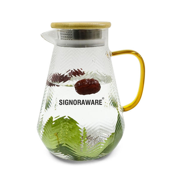 BoroFlow Borosilicate Glass Jug with Bamboo Lid 1600ml