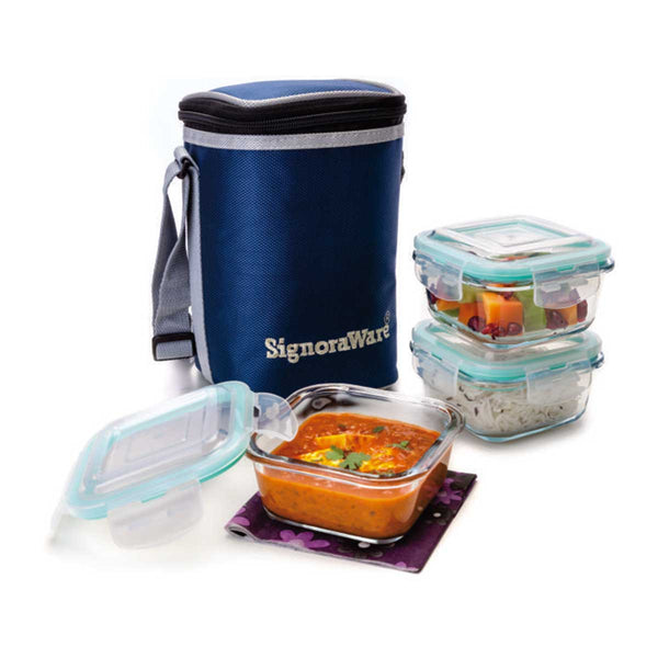 Signoraware Director Glass Lunch Box with Bag