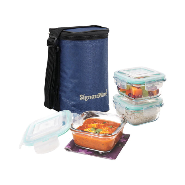 Signoraware Director Glass Lunch Box with Bag