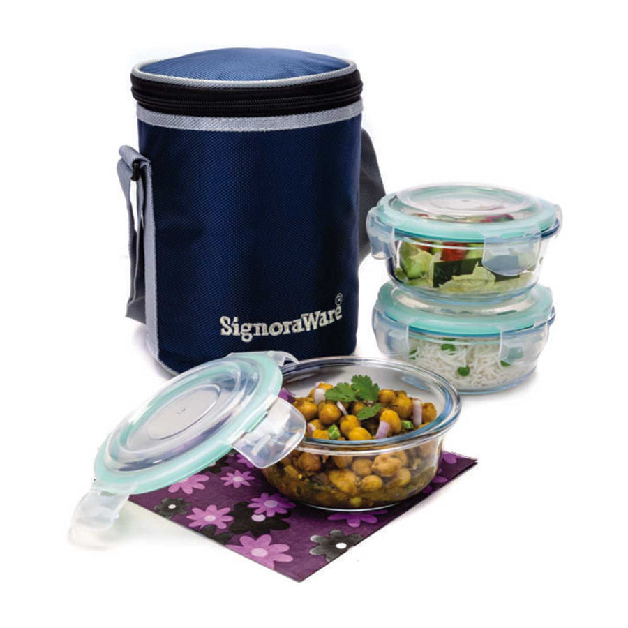 Signoraware Executive Glass Lunch Box with Bag