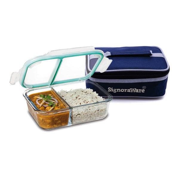 Signoraware Slim Glass Small Lunch Box (1000 ml.) with Bag