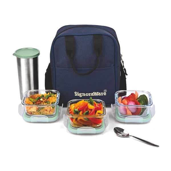 Social Glass Lunch Box (Medium) with Steel Tumbler