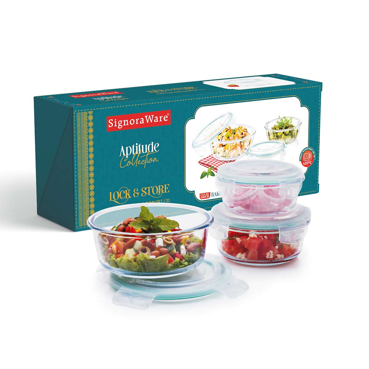 Lock `N` Store Glass Containers Round (Set/3) – Signoraware
