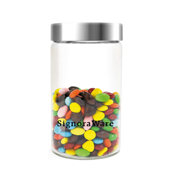 Glaze Jar with Steel Lid 1500 ml | Air-Tight Storage Container For Kitchen | Glass Jar For Storing Spices, Grains, Dals