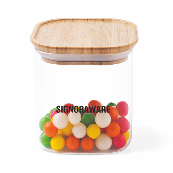 Trison Square Stackable Jar With Bamboo Lid 290 ml