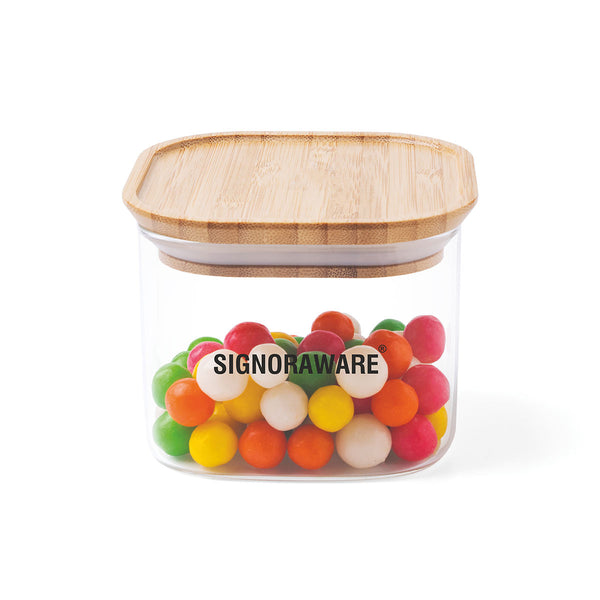 Trison Square Stackable Jar with Bamboo Lid 150 ml