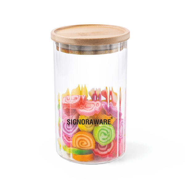 Trison Round Designer Jar With Bamboo Lid 650 ml