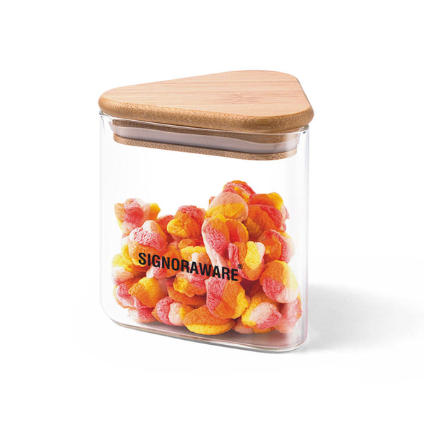 Trison Triangle Jar with Bamboo Lid 450 ml