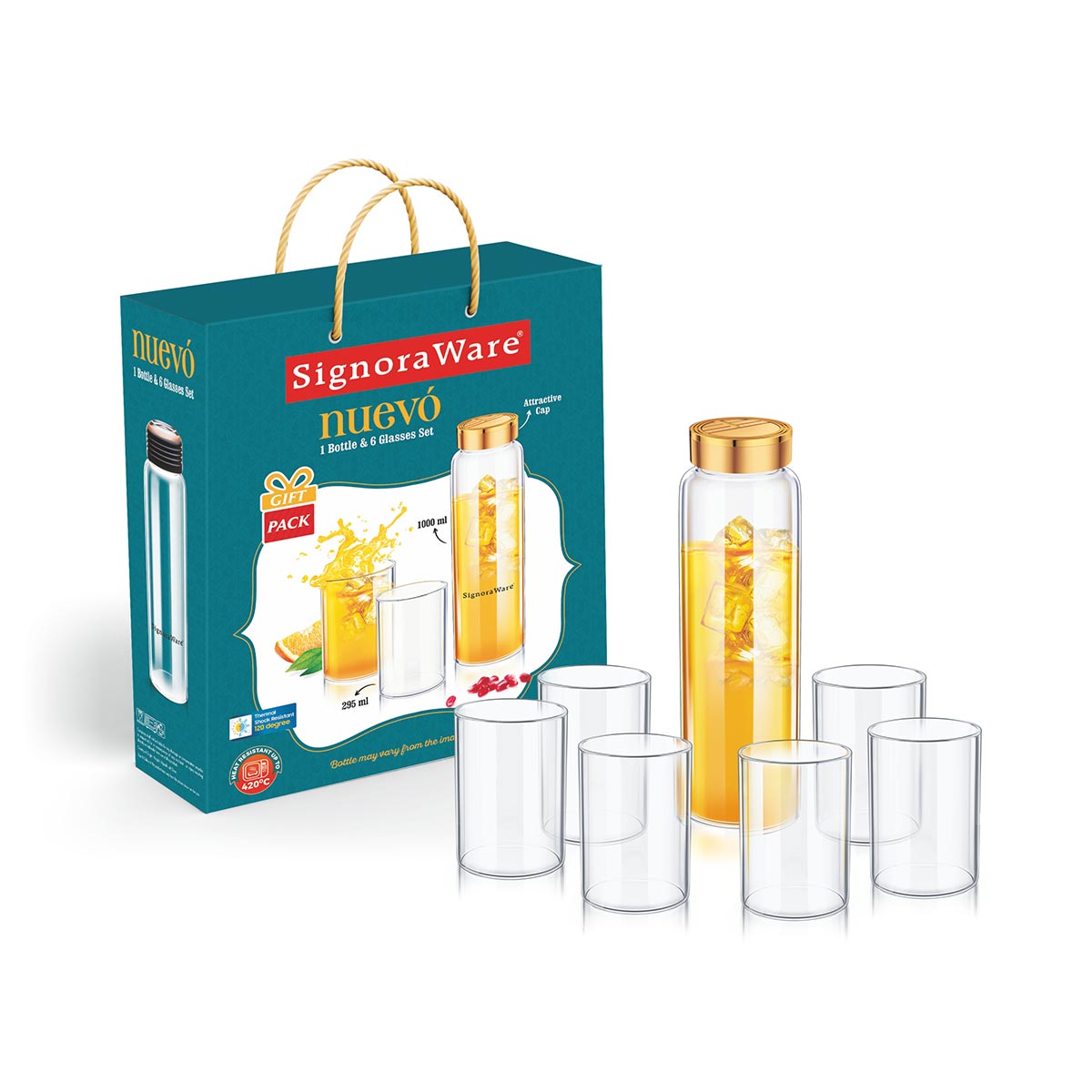 Nuevo 1 Bottle & 6 Glasses Set – Signoraware