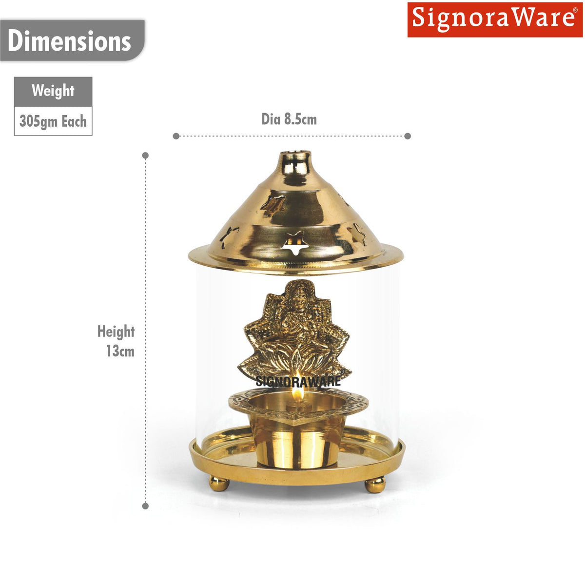 Laxmi Akhand Diya Medium | Brass Diya