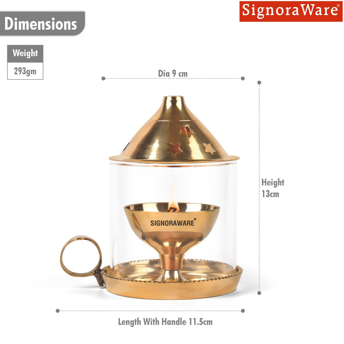 Mangalam Akhand Diya Medium with Glass Cover