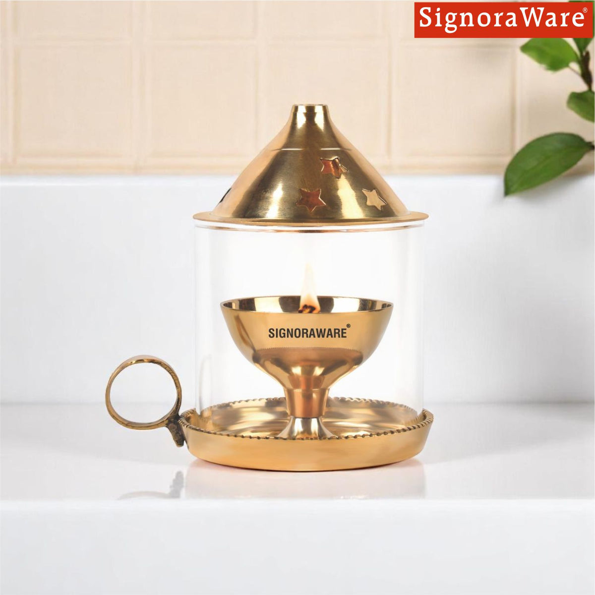 Mangalam Akhand Diya Medium with Glass Cover