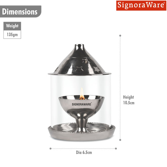 Nickel Diya (Mini) with glass cover – Signoraware