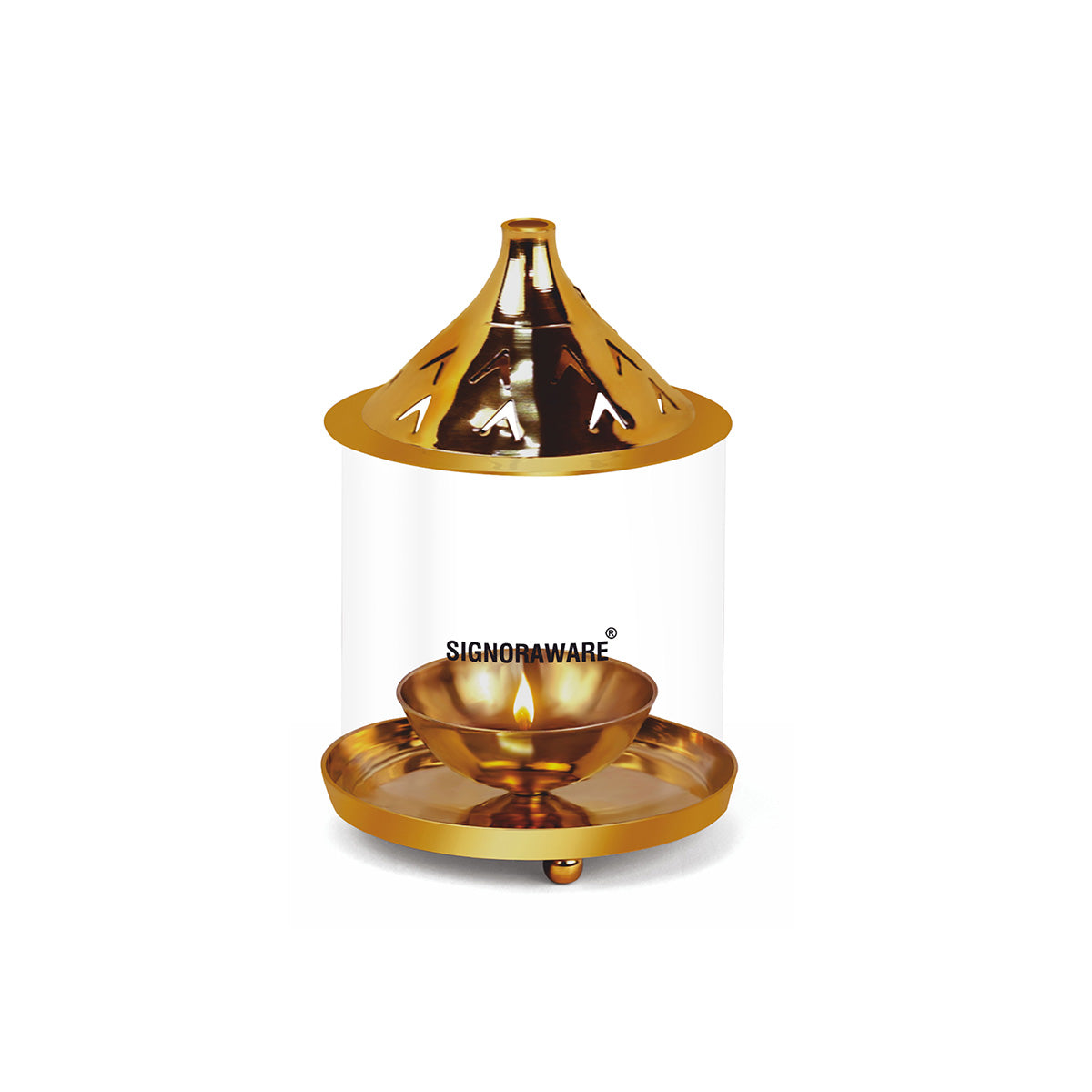 Regular Diya Brass (Mini) with Glass Cover – Signoraware