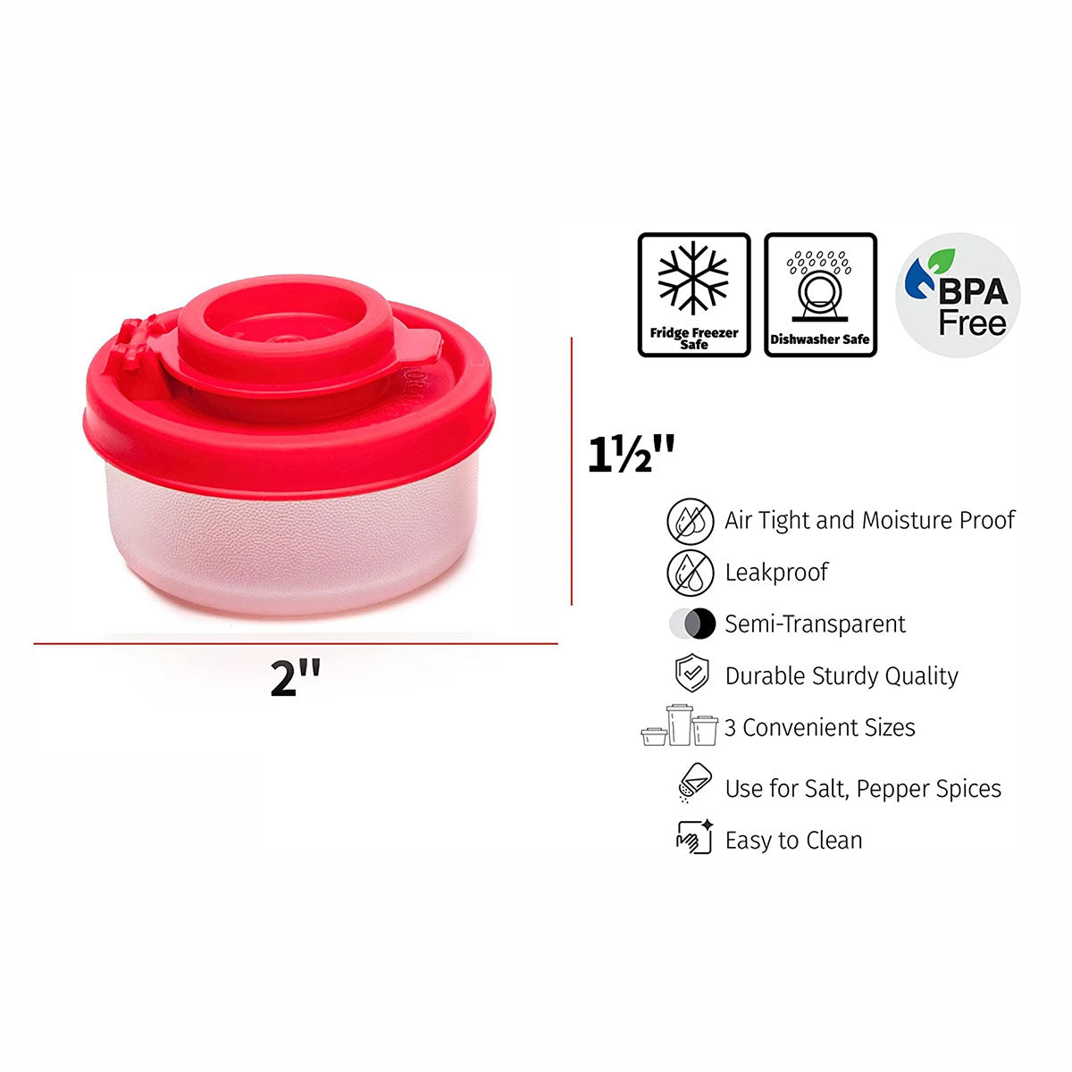 Spice Shaker Small, Set of 2, Moisture Proof Salt Shaker to go Camping Picnic Outdoors Kitchen Lunch Boxes Travel Spice Set with Colourful Covers Lids Plastic Airtight Spice Jar Dispenser