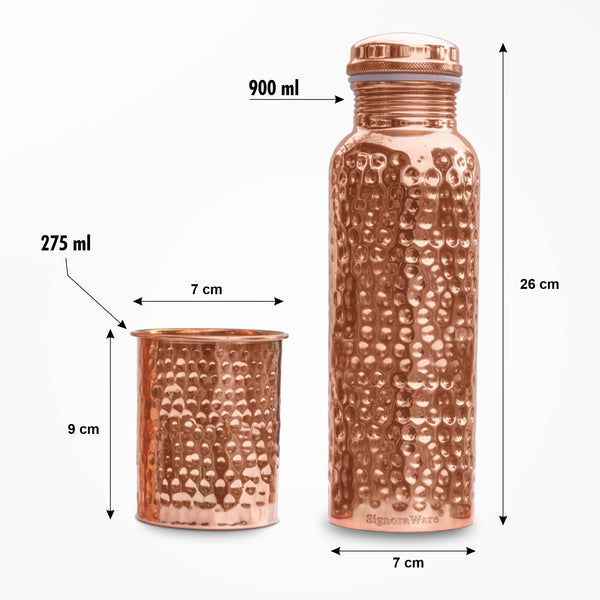 Hammered Bottle with 2 Glasses (Copper)