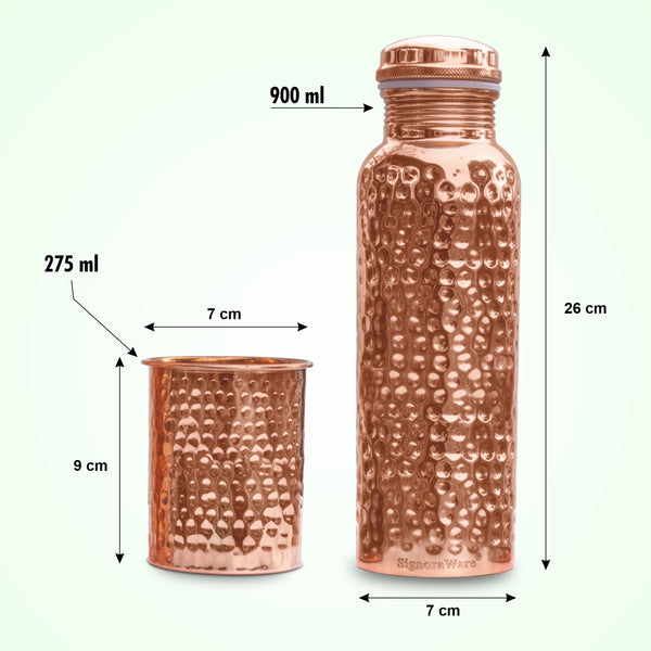 Hammered Bottle with 4 Glasses (Copper)