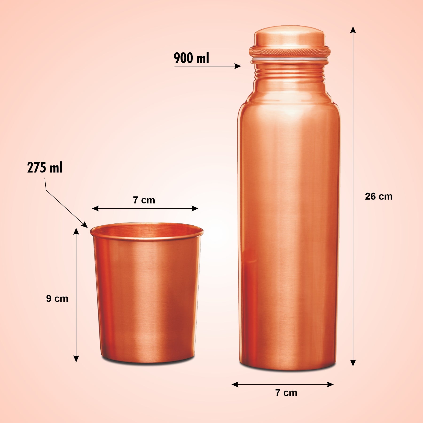 Copper Bottle Matte with 2 Glasses – Signoraware