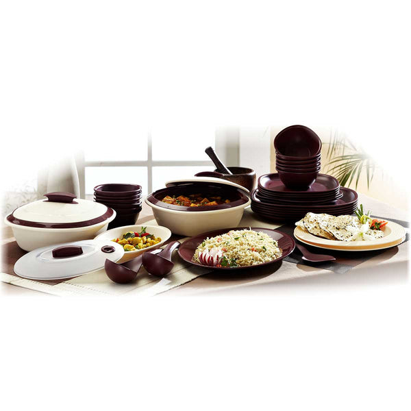 Dinner Set with Double Wall Casserole in Mat Finish (36 Pcs.)