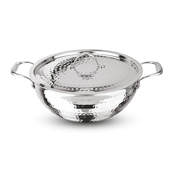 Artista Tri-Ply Deep Kadhai (Hammered) 26cm with Lid