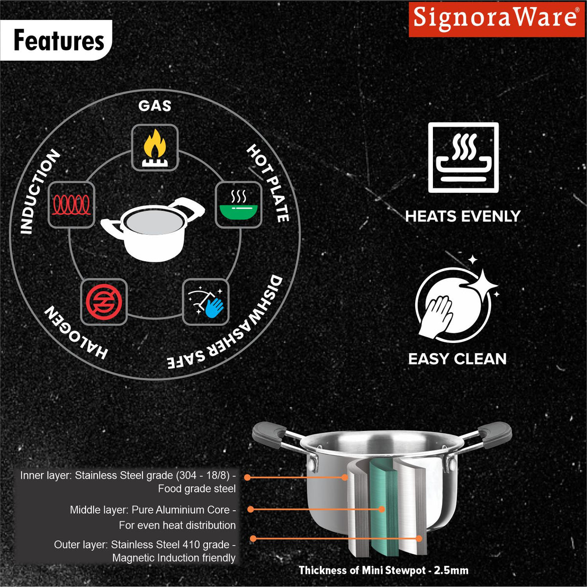 Artista Tri-Ply Mini Stew Pot 10cm (500ml)