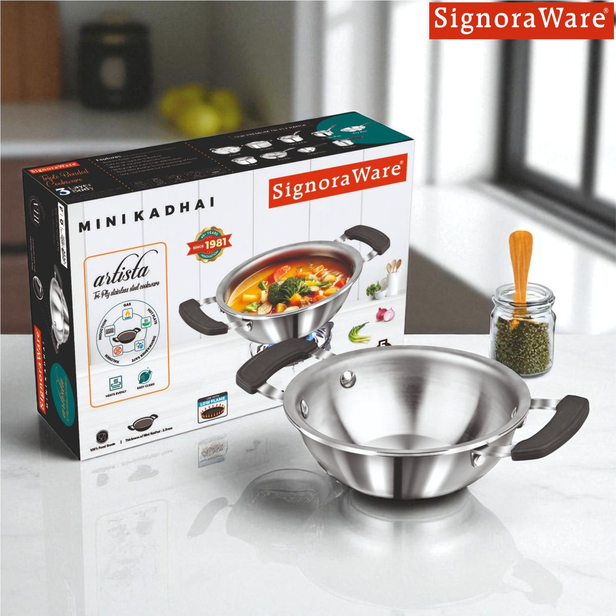 Artista Tri-Ply Mini Kadhai 12cm (500ml)