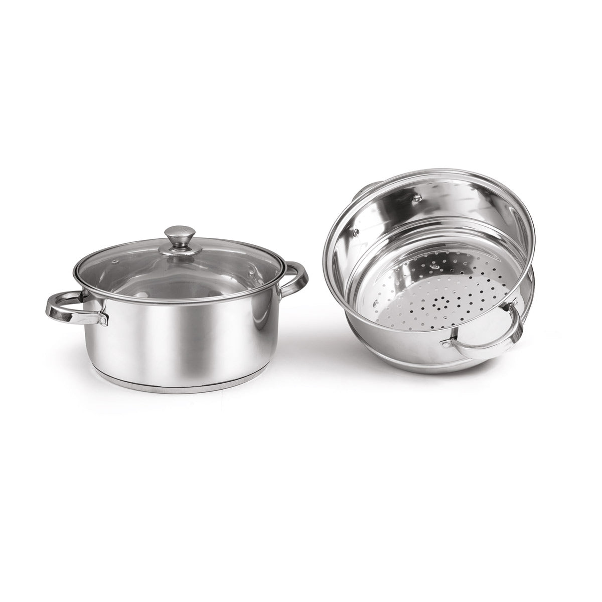 All Rounder Steamer Two Tier (20cm) | Momo/Modak Maker with Glass Lid & Riveted Handles 20cm (Induction and Gas Stove Friendly)