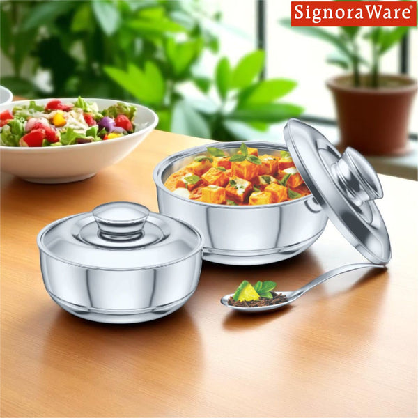 Fresh Steel Casserole (500ml + 1100ml) Set of 2 | Gifting Pack