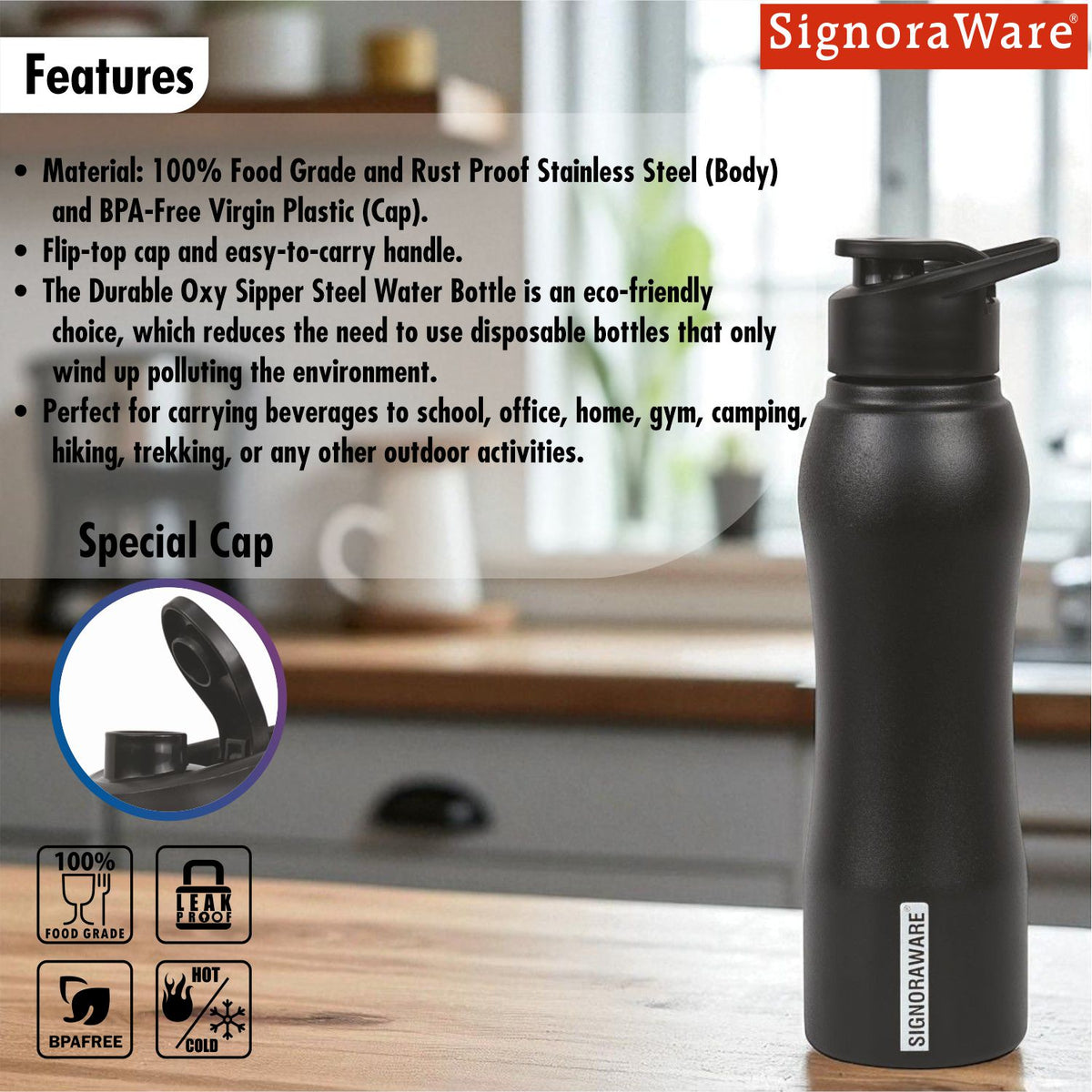 Oxy Sipper Steel Bottle Coloured 1000ml