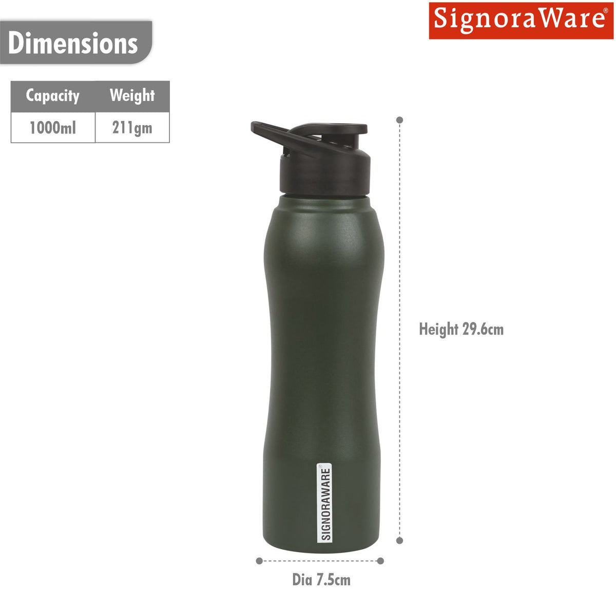 Oxy Sipper Steel Bottle Coloured 1000ml