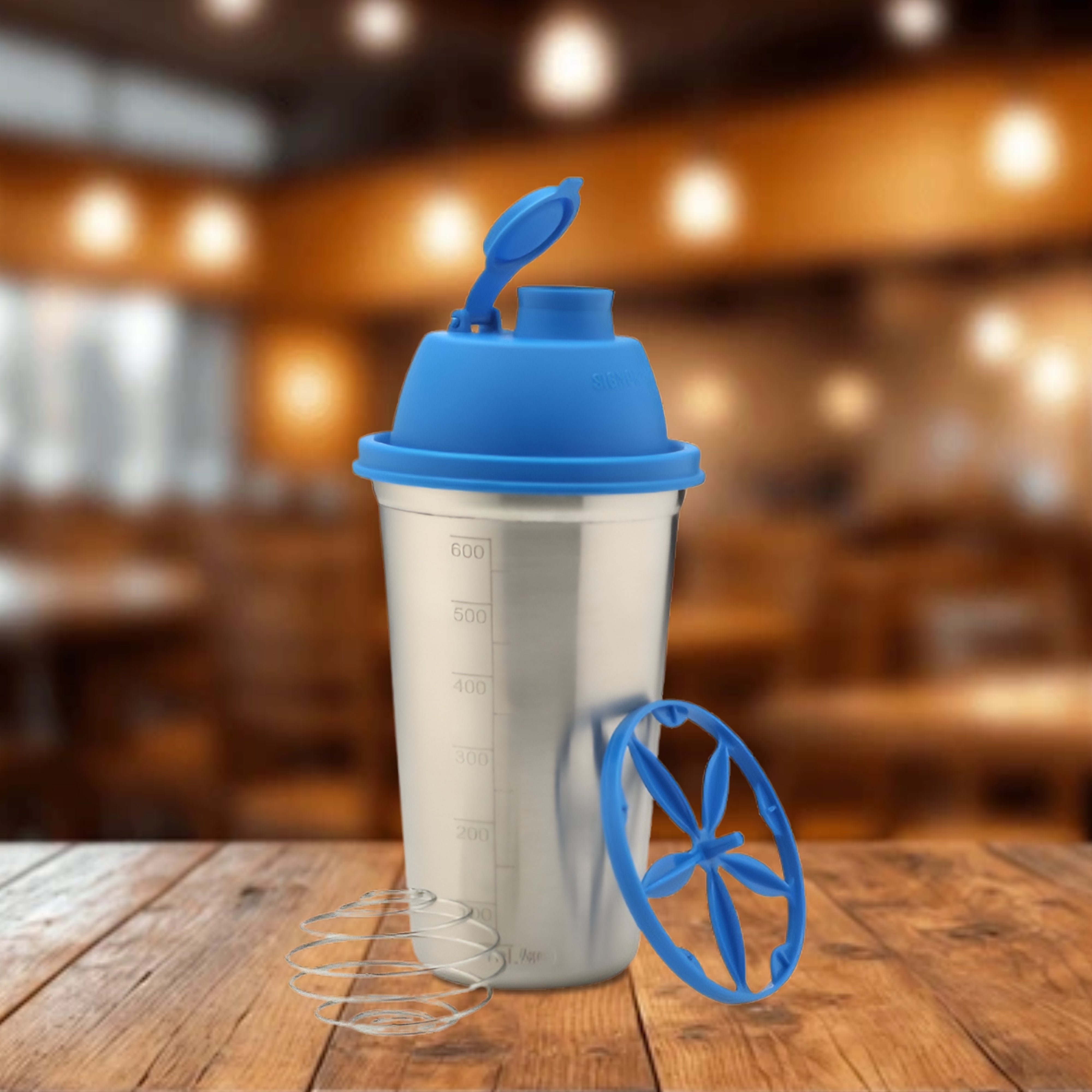 Shake 'N' Shake Steel, 650ml.| Steel Protein Shake Bottle for Meal