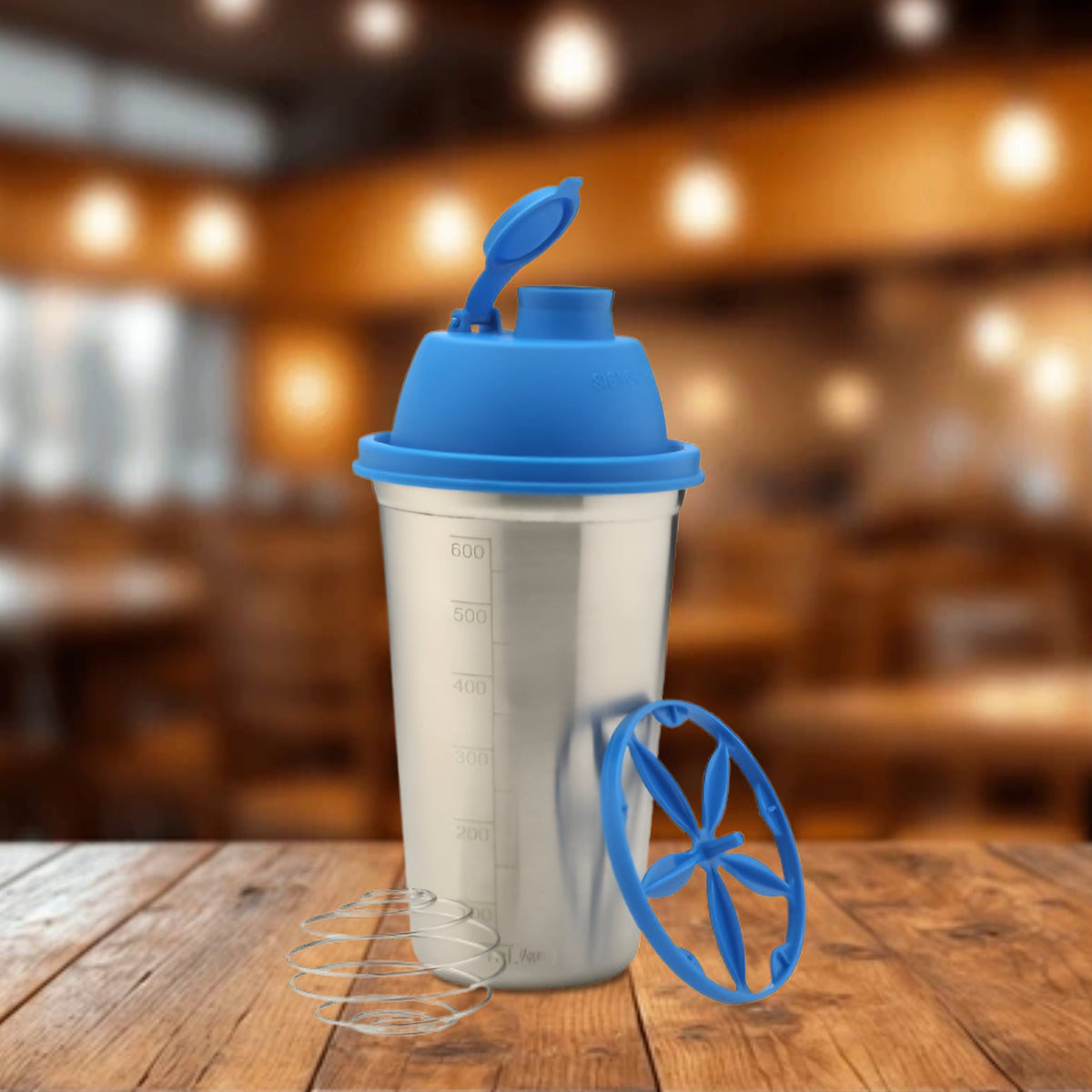 Shake 'N' Shake Steel, 650ml.| Steel Protein Shake Bottle for Meal Replacement Shakes & Smoothies, Beverages, Mixing Salad Dressing & Sauces, Margarita, More