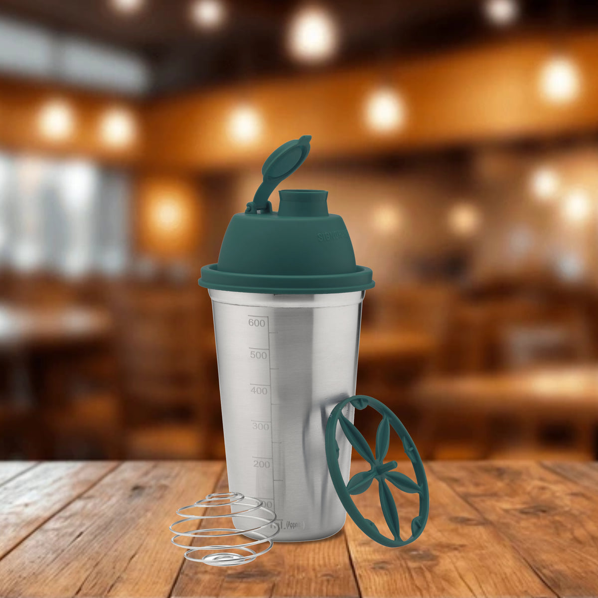 Shake 'N' Shake Steel, 650ml.| Steel Protein Shake Bottle for Meal Replacement Shakes & Smoothies, Beverages, Mixing Salad Dressing & Sauces, Margarita, More
