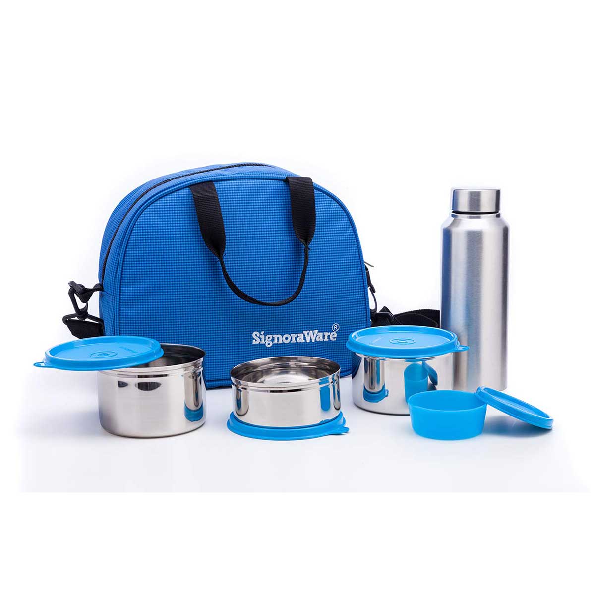 Signoraware Sling Steel Lunch Box with Steel Bottle, Set of 5