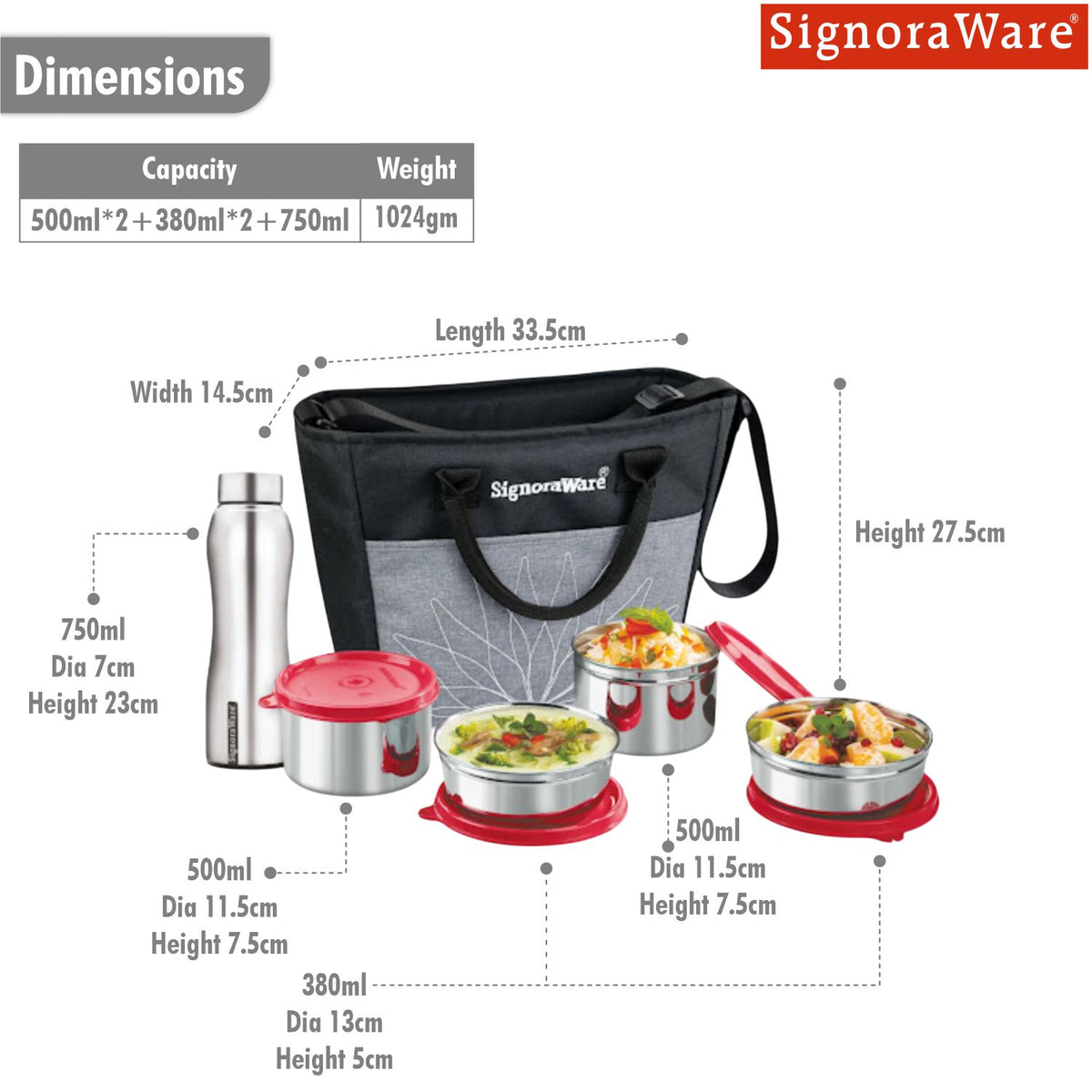 Office Steel Lunch Box with Steel Bottle