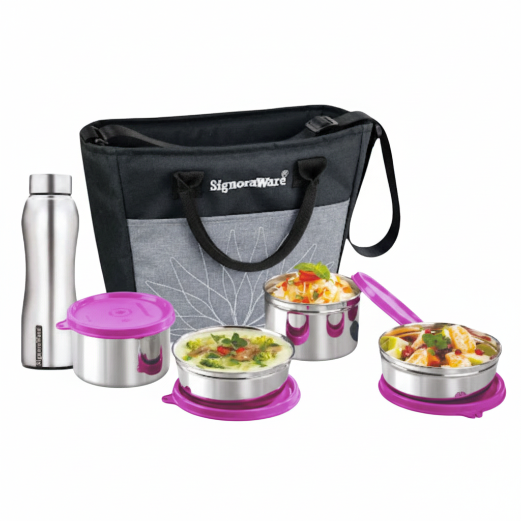 Office Steel Lunch Box with Steel Bottle