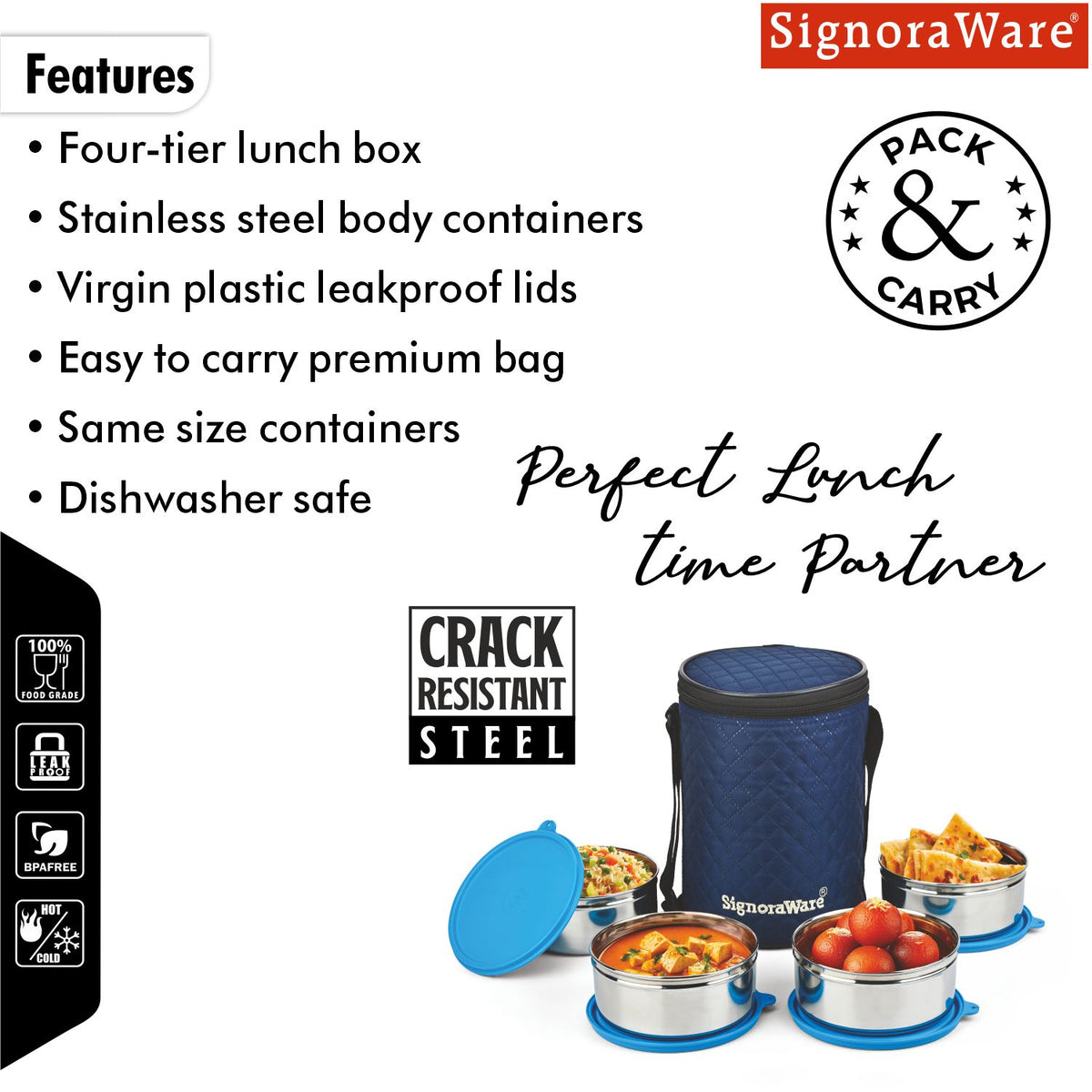 Big Meal Steel Lunch Box (4 Container)