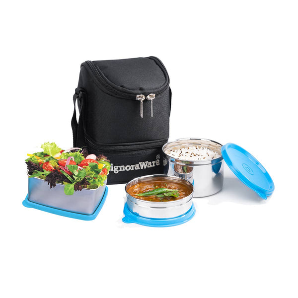 Trio Steel Lunch Box | 500ml+600ml+200ml