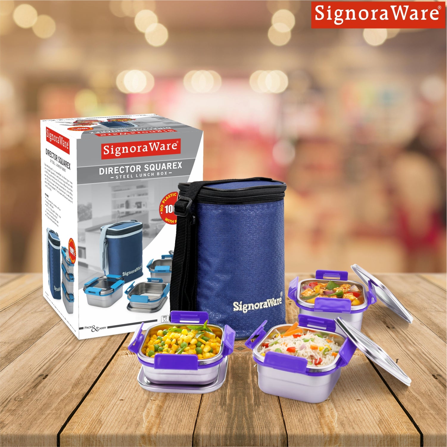 Director Squarex Steel Lunch Box – Signoraware