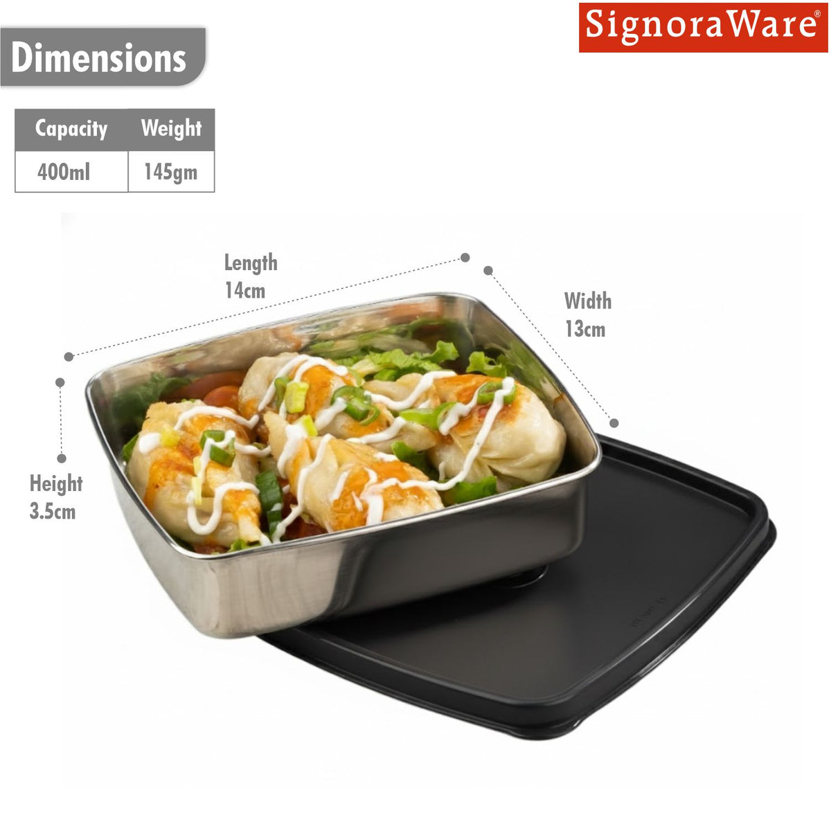 Smart 'N' Slim Steel Container 400 ml.